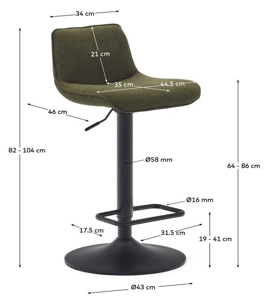 Temno zeleni barski stoli v kompletu 2 ks 103 cm Zenda – Kave Home