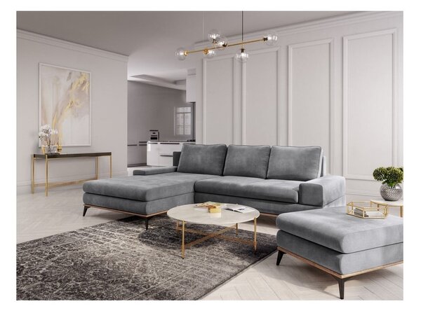 Siv puf z žametno prevleko Windsor & Co Sofas Astre