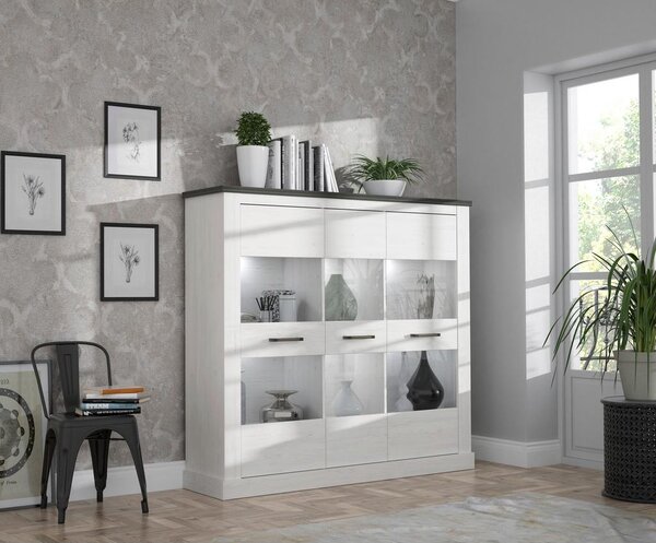 Premium Living Vitrina Montreal, Bela, Barva Pinije