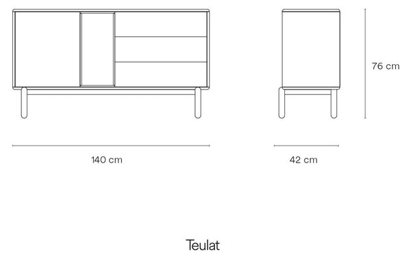 Temno siva nizka komoda 137x76 cm Corvo - Teulat