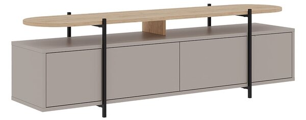 Siva/bež TV omarica v hrastovem dekorju 160x48 cm Hinoa – Marckeric