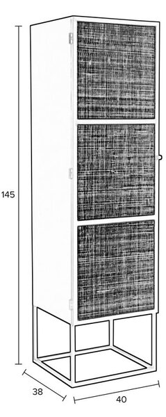 Črna omara iz ratana 40x145 cm Guuji - White Label