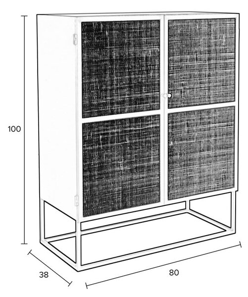 Visoka komoda iz črnega ratana 80x100 cm Guuji - White Label