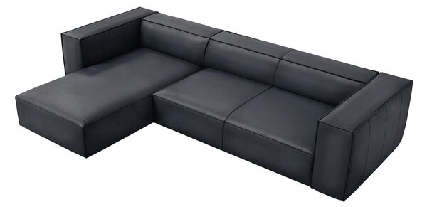 Temno modra usnjena kotna sedežna garnitura (levi kot) Madame – Windsor & Co Sofas