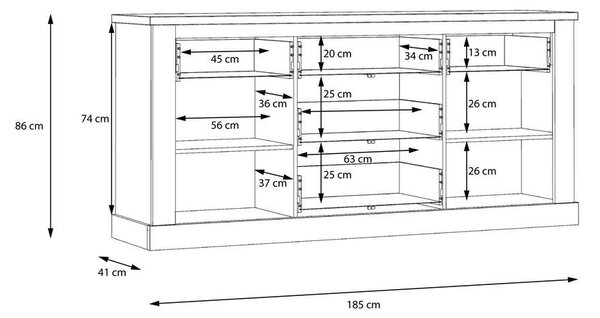 Premium Living Komoda Montreal, Bela, Barva Pinije
