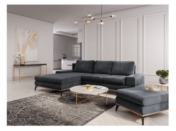 Temno siv žameten tabure Windsor & Co Sofas Astre