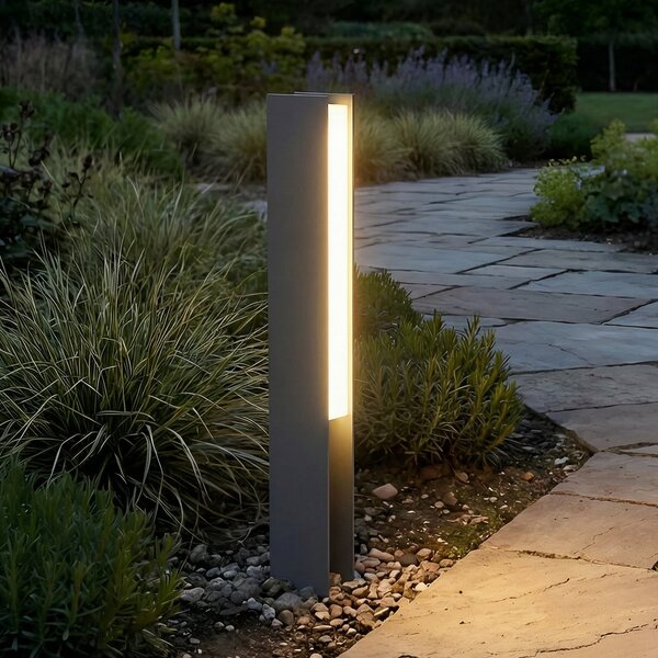 Lucande LED-svetilka za podnožje Teerk, višina 50 cm, antracit, IP65, Črna, Aluminij, Sodobni