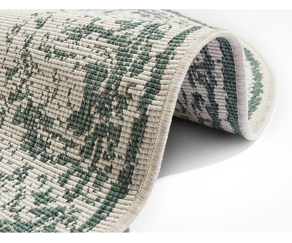 Zelena in krem zunanja preproga NORTHRUGS Borbon, ø 200 cm