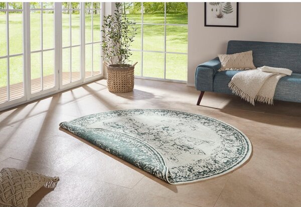 Zelena in krem zunanja preproga NORTHRUGS Borbon, ø 200 cm