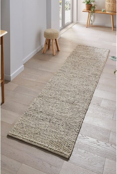 Svetlo siv ročno tkan tekač iz mešanice volne 60x230 cm Minerals – Flair Rugs