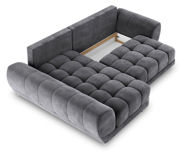 Temno siva žametna raztegljiva sedežna garnitura Windsor & Co Sofas Nuage, levi kot