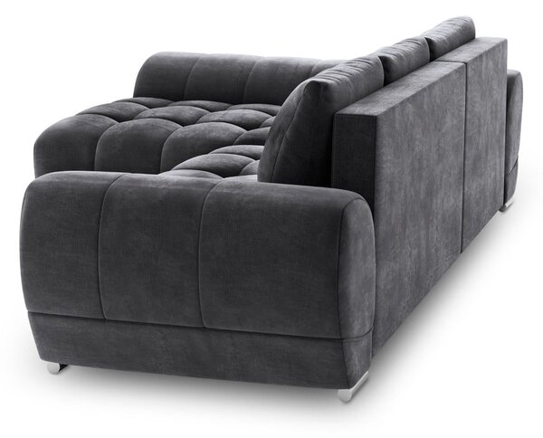 Temno siva žametna raztegljiva sedežna garnitura Windsor & Co Sofas Nuage, levi kot