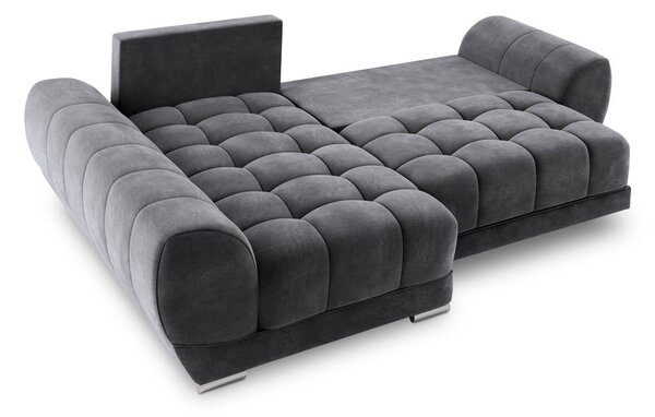 Temno siva žametna raztegljiva sedežna garnitura Windsor & Co Sofas Nuage, levi kot