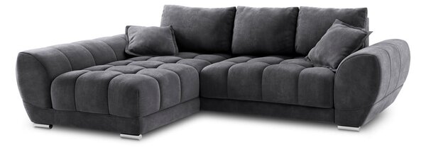 Temno siva žametna raztegljiva sedežna garnitura Windsor & Co Sofas Nuage, levi kot