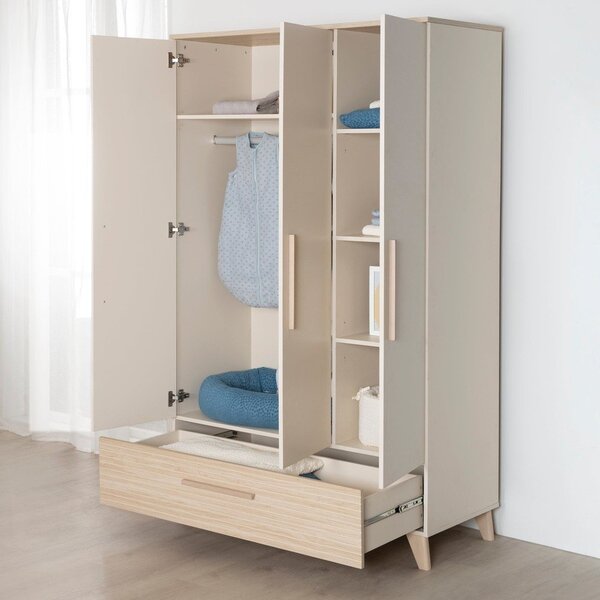 Kremno bela/naravna otroška garderobna omara v hrastovem dekorju 118x190x52 cm Sidney – Roba