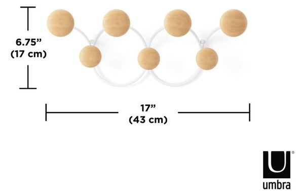 Beli stenski obešalnik iz borovega lesa Dotsy - Umbra