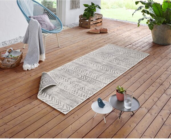 Sivo-krem zunanja preproga NORTHRUGS Biri, 80 x 250 cm