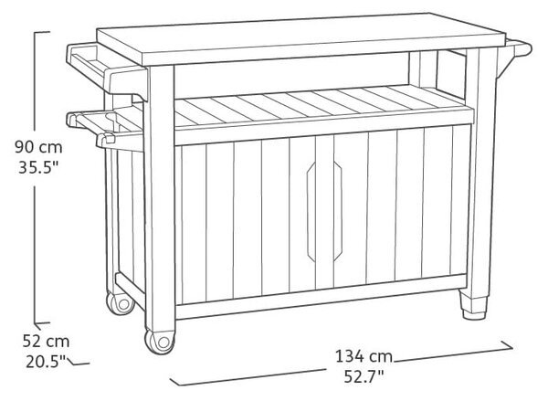Stranska miza za žar 134x52 cm Unity – Keter