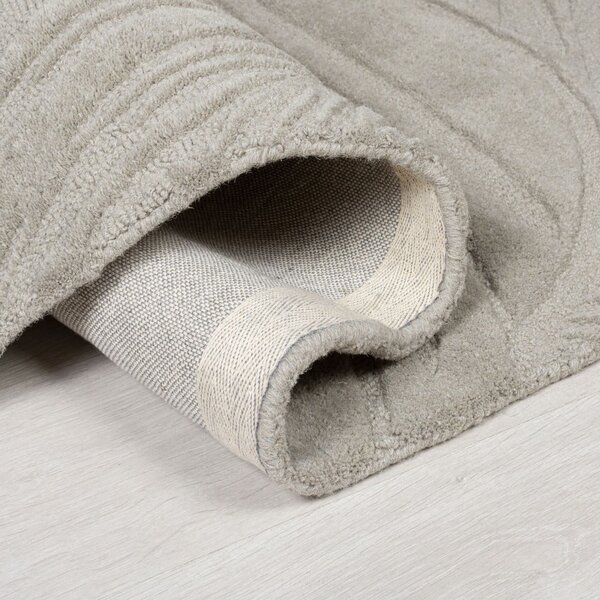 Siva volnena preproga Flair Rugs Lino Leaf, 120 x 170 cm