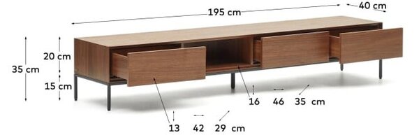 TV omarica v orehovem dekorju 195x35 cm Vedrana – Kave Home