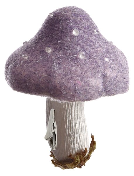 Jesenska dekoracija s sponko MUSHROOM 13,5 cm, vijolična