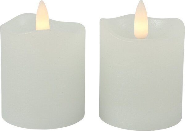 LED sveča LYON stolpič 8 cm bela, komplet 2 kosa