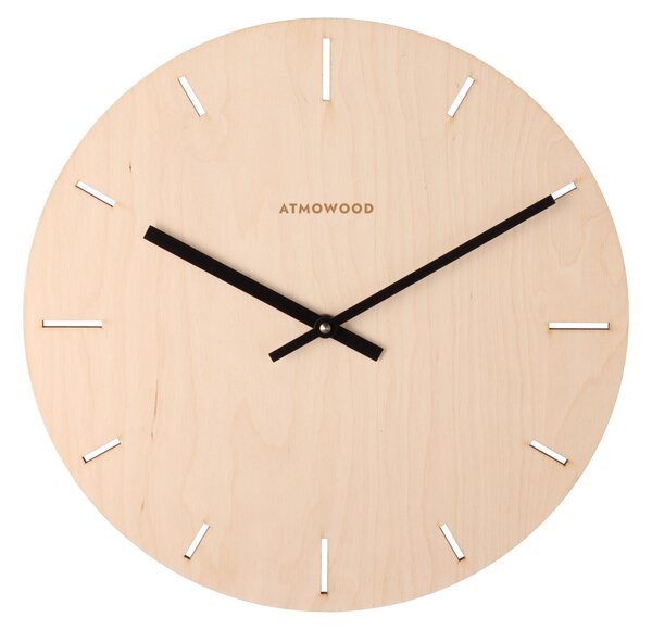 ATMOWOOD ura s kazalci iz breze 34 cm - črni kazalci