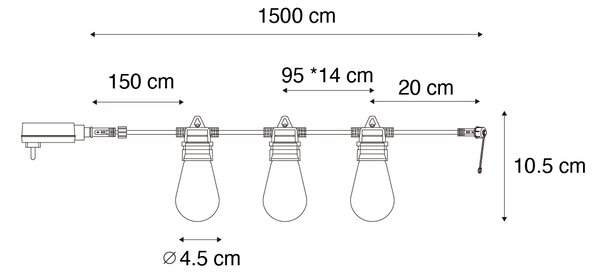 Pametna LED svetlobna vrvica 15 metrov 15 luči opal RGBW IP44 - Chill