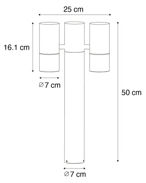 Stoječa zunanja svetilka črna 50 cm 2-luč nastavljivo - Duo