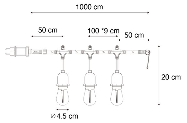 LED pravljične luči 10 metrov 10-luč toplo bela IP44 - Chill