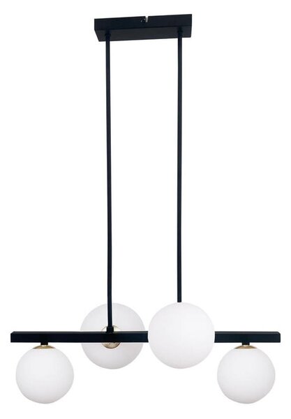 Črna viseča svetilka s steklenim senčnikom 25x59 cm Kama - Candellux Lighting