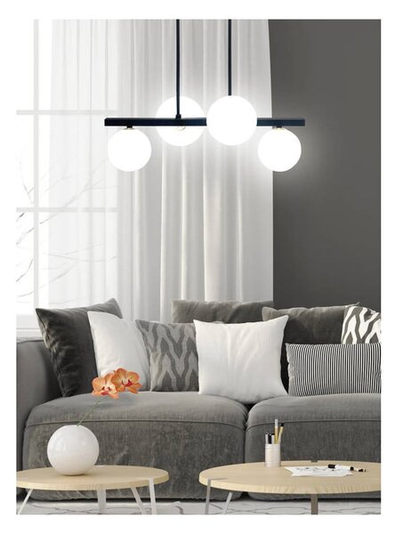 Črna viseča svetilka s steklenim senčnikom 25x59 cm Kama - Candellux Lighting