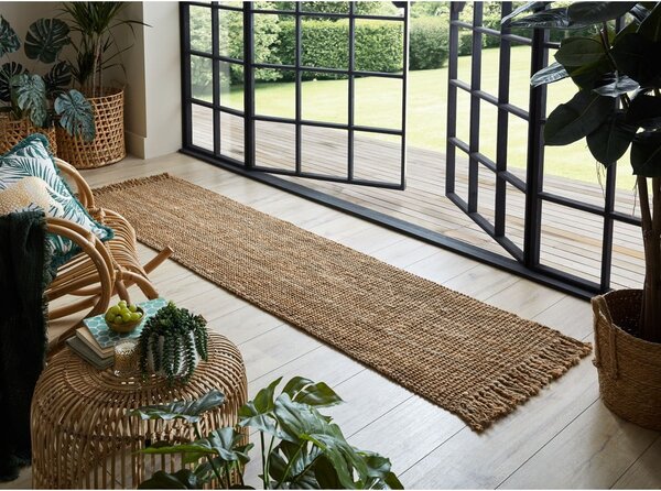 Ročno tkan tekač iz jute v naravni barvi 60x150 cm Jute Boucle – Flair Rugs