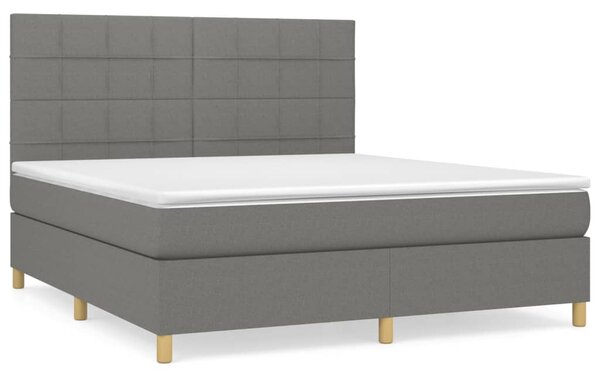 VidaXL Box spring postelja z vzmetnico temno siva 160x200 cm blago