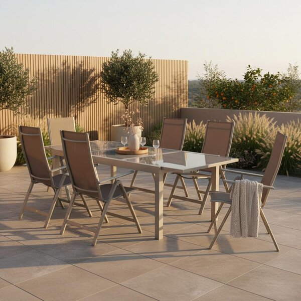 Gardenson Vrtni Set Carrara, 7-Delni, Raztegljiva Miza