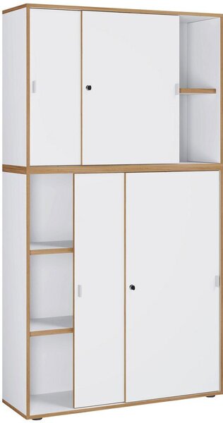 P & B Arhivska Omara Salia B100, Bela, Barva Hrasta