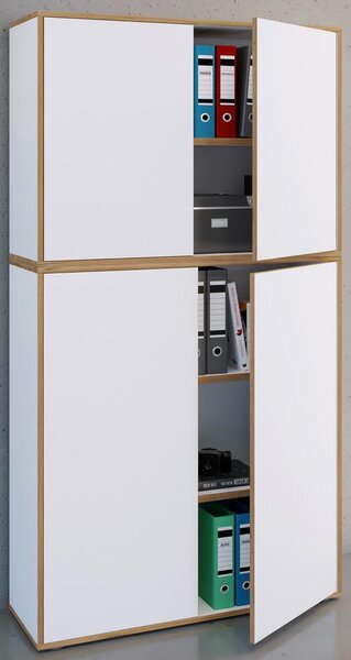 P & B Arhivska Omara Salia B100, Bela, Barva Hrasta