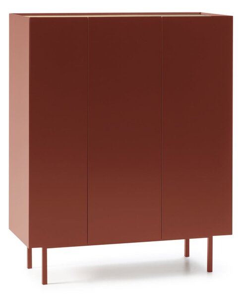 Rdeča visoka komoda v hrastovem dekorju 95x120 cm Arista – Teulat