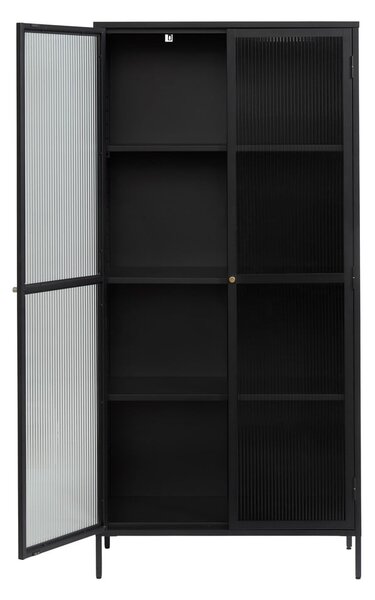 Črna kovinska vitrina 90x190 cm Bronco – Unique Furniture