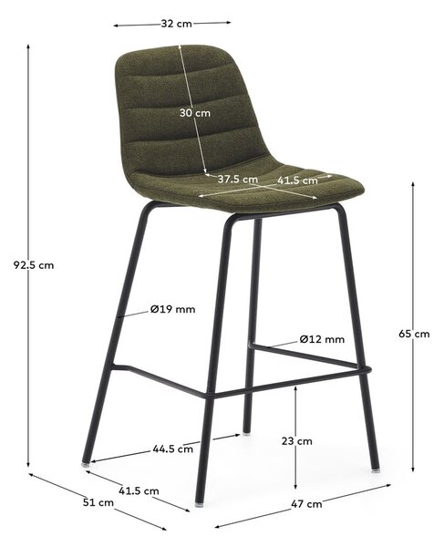 Temno zeleni barski stoli v kompletu 2 ks 92,5 cm Zunilda – Kave Home