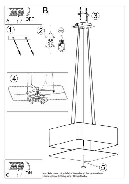 Bela viseča svetilka s senčnikom iz stekla in tekstila Kortez – Nice Lamps