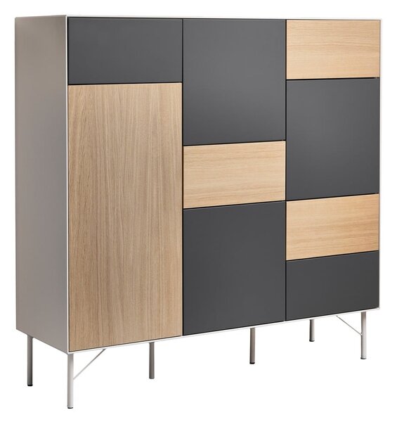 Antracitno siva/naravna visoka komoda v hrastovem dekorju 136x133 cm Edge by Hammel – Hammel Furniture