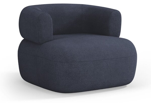 Temno moder fotelj iz tkanine bouclé Jenny – Micadoni Home