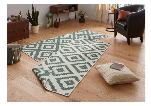 Zeleno-krem zunanja preproga NORTHRUGS Malta, 80 x 250 cm