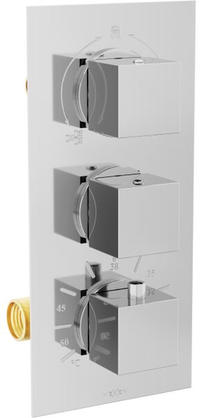 Mexen Cube termostatska kopalna in tuš baterija s 3 izhodi, krom - 77503-00