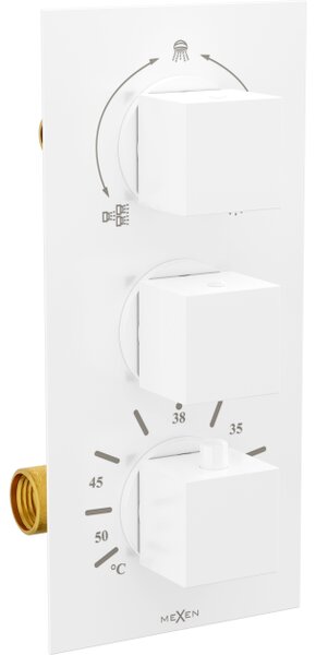 Mexen Cube termostatska kopalna in pršna armatura s 3 izhodi, bela - 77503-20