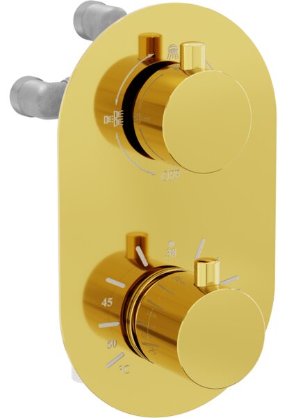 Mexen Kai termostatska kadna-pršna armatura s 3 izhodi, zlata - 77602-50