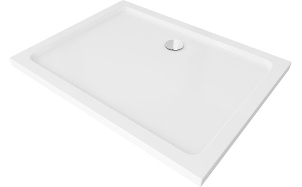 Mexen Flat pravokotni slim tuš kad 90 x 80 cm, bela, kromirani sifon - 40108090