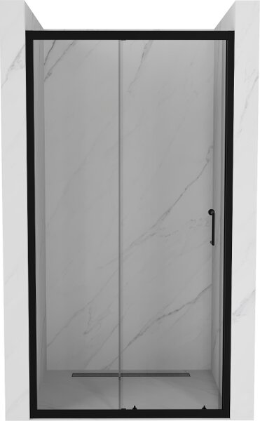 Mexen Apia drsna tuš vrata 90 cm, prozorna, črna - 845-090-000-70-00