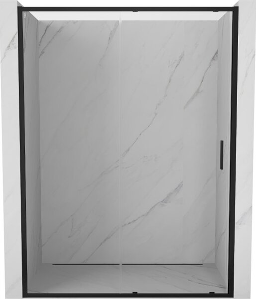 Mexen Exo drsna pršna vrata 130 cm, prozorna, črna - 8151-130-000-70-00